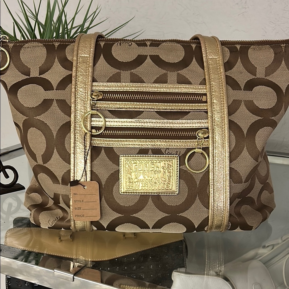 Coach Brown and Gold Tote Bag
